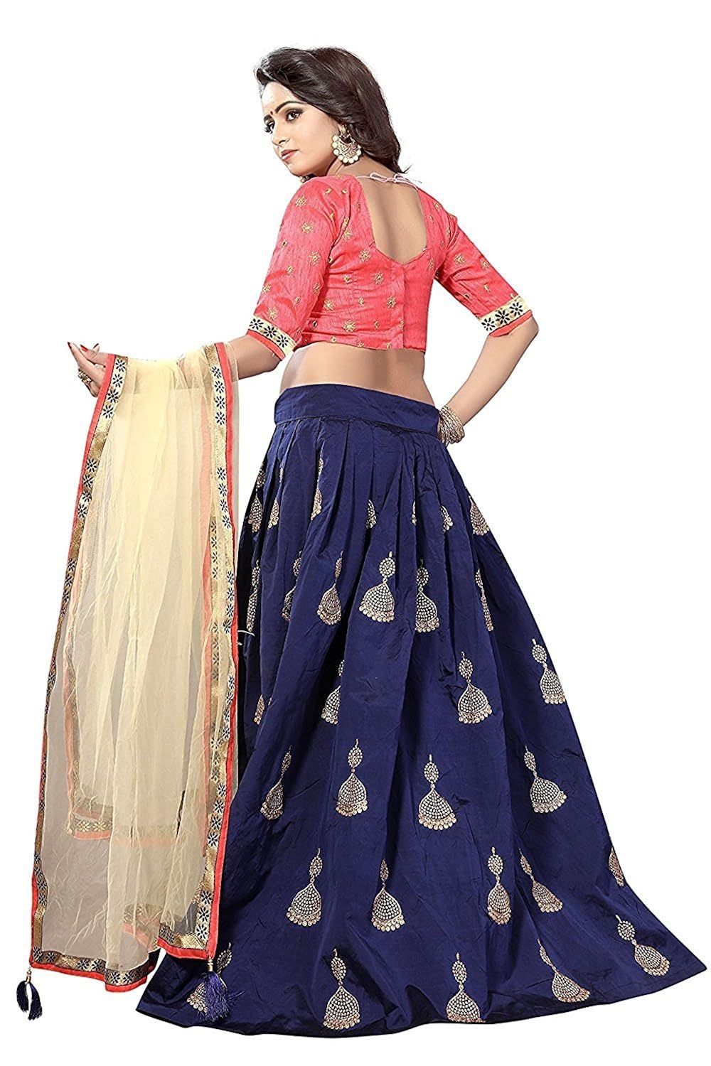 riva fashion woman's blue banlory silk lehngha choli