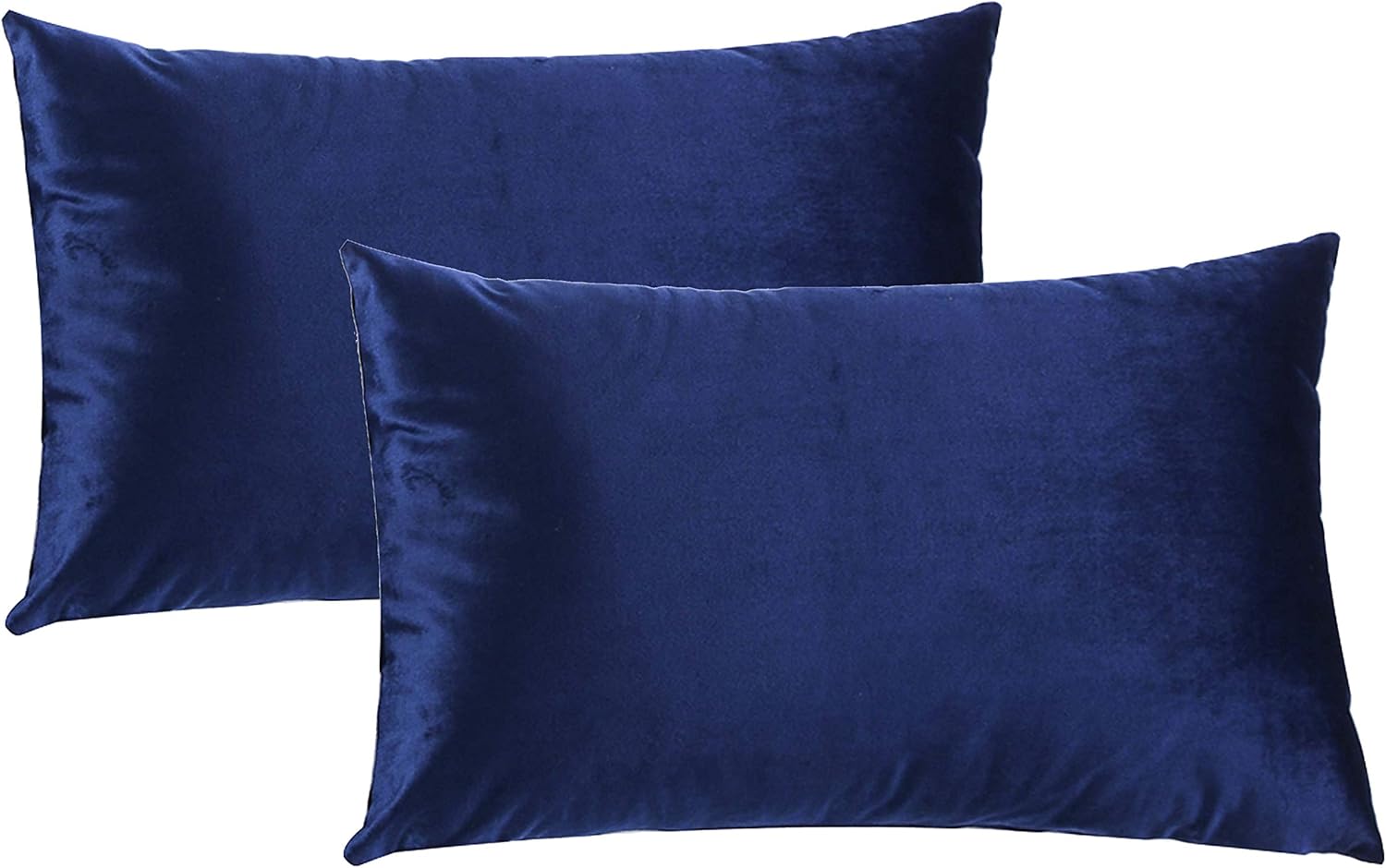 HPUK Pack of 2 Velvet Throw Pillow Cover Cozy Solid Pillowcase Decorative Cushion Cover for Couch Sofa Bedroom Office car, 12x20, Navy