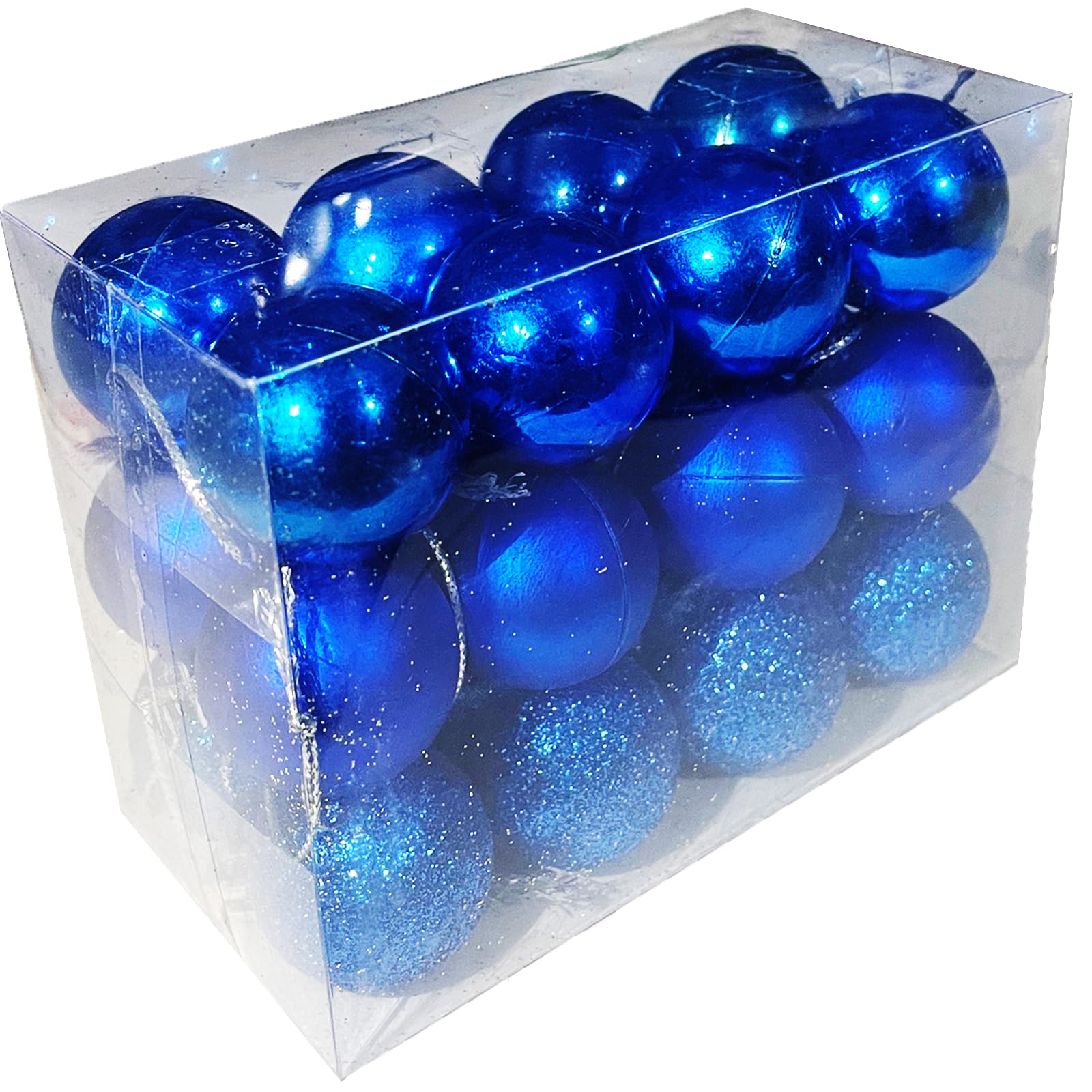 DITK-U 24Pcs Christmas Balls 3cm Matte Glitter Xmas Balls Small Shatterproof Hanging Ball Baubles for Outdoor Christmas Tree Ornaments for Xmas Hanging Decorations Decor(Blue)