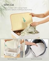 SONGMICS 95 L Laundry Basket with Lid Bamboo Foldable Removable Liner Bag view 3