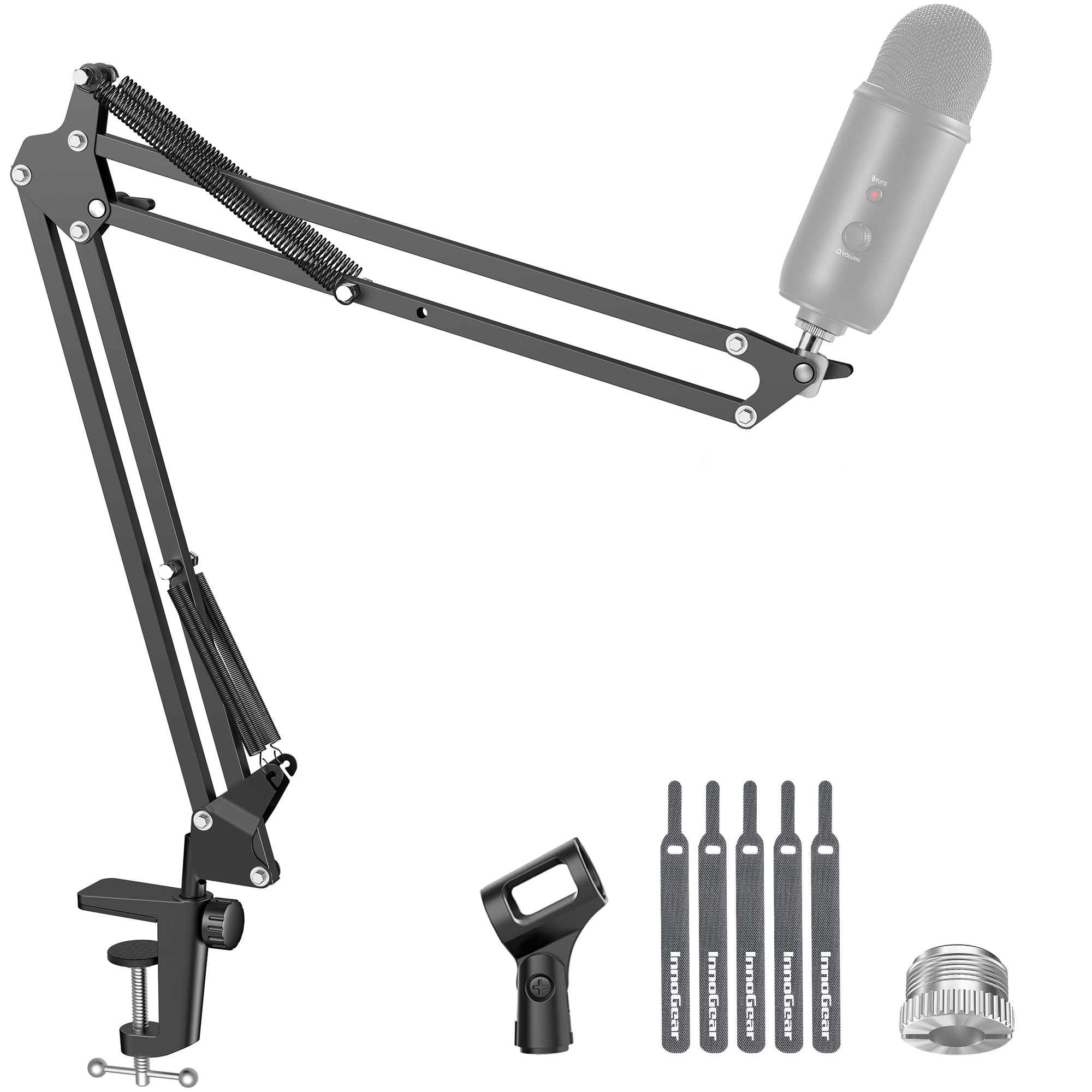 Photo 1 of InnoGear Boom Arm Microphone Mic Stand for Blue Yeti HyperX QuadCast SoloCast Snowball Fifine Shure SM7B and Other Mic, Black