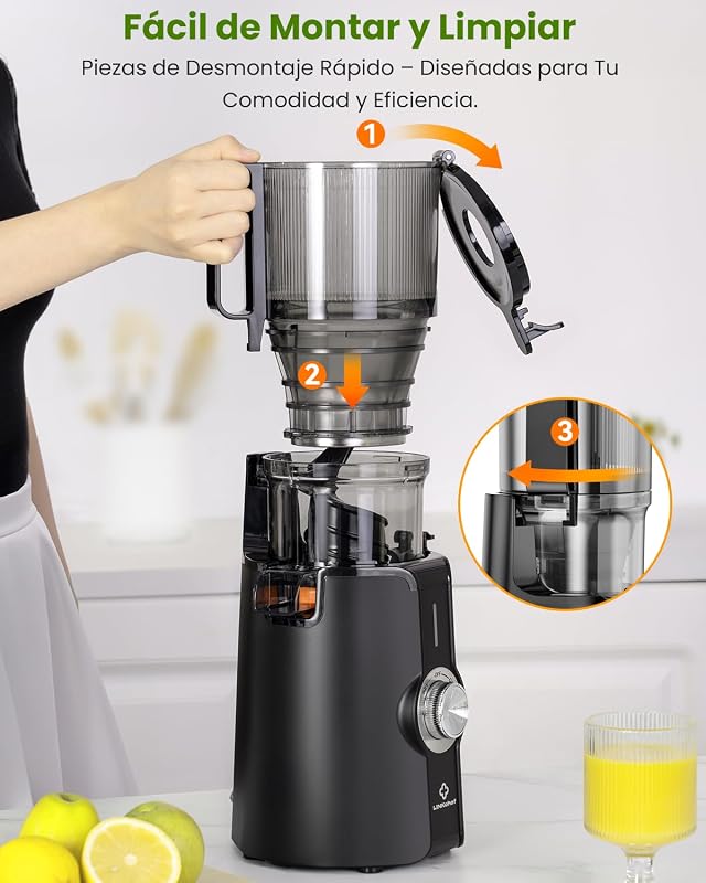 extractor de zumos y verduras en frío 200 W, boca 115 mm