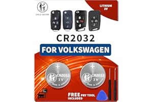 BBXSA Key Fob Battery Replacement for Volkswagen VW - Compatible with Jetta Tiguan Atlas Passat Golf Beetle Taos GTI ID4 CC Touareg Routan Eos Rabbit Arteon Key Remote(Check Fitment Guide) CR2032-2Pack