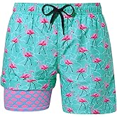 uideazone Mens Swim Trunks with Compression Liner Swimming Shorts 7 Inch Inseam Waterproof Quick Dry Beach Sport Shorts M-XXL