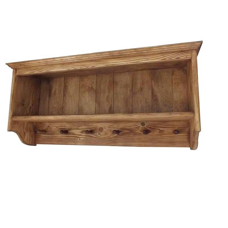 Cottage Style Timber Shelf Wall Hanging Unit Solid Pine Cupboard