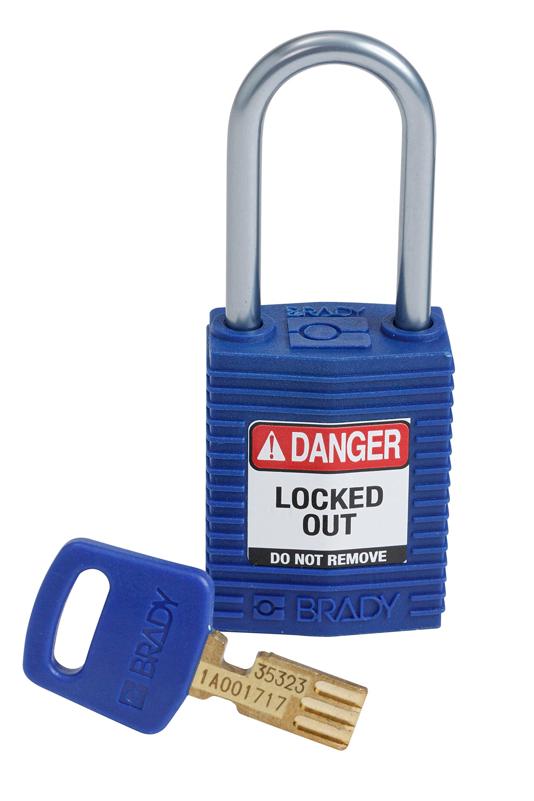 Brady CPT-BLU-38AL-KD SafeKey Padlock, Blue, 3.0 in H x 1.25 in W x 0.75 in D
