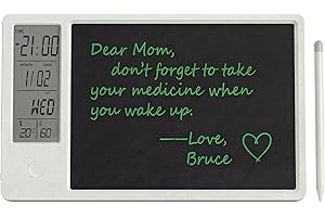 10-Inch Rechargeable LCD Calendar Notepad with Digital Clock Temperature and Humidity Display – Dual-Function Writing Tablet 