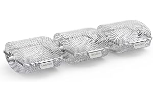 Onlyfire Rotisserie Grill Basket, 3 Pack Stainless Steel Rotisserie Accessory for Any Grill, Fits for 1/2" Hexagon, 3/8" Hexa