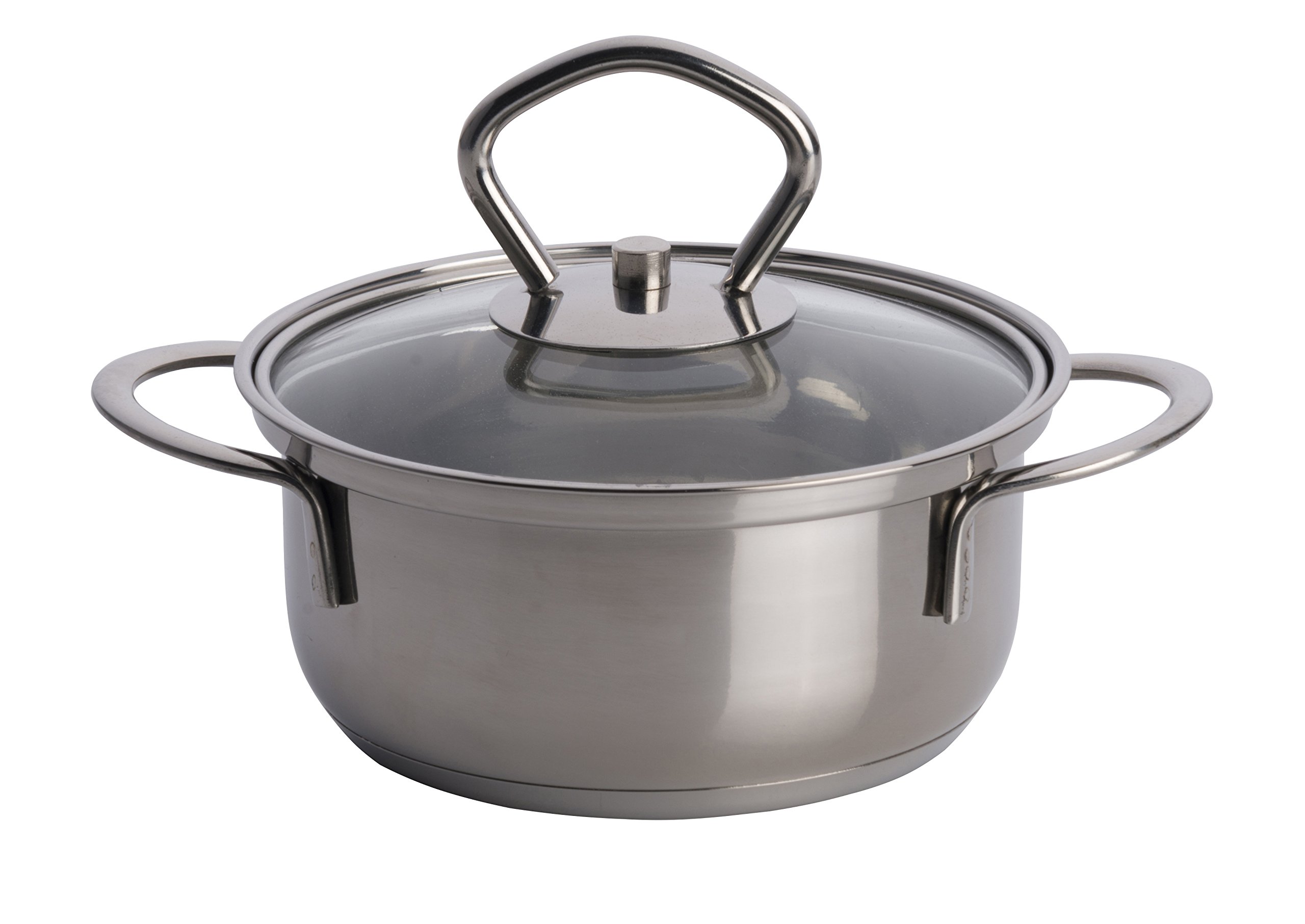 Edco Pan+Glass lid 12x5,5cm SS 0,5L, Silver, 12 x 5.5 cm