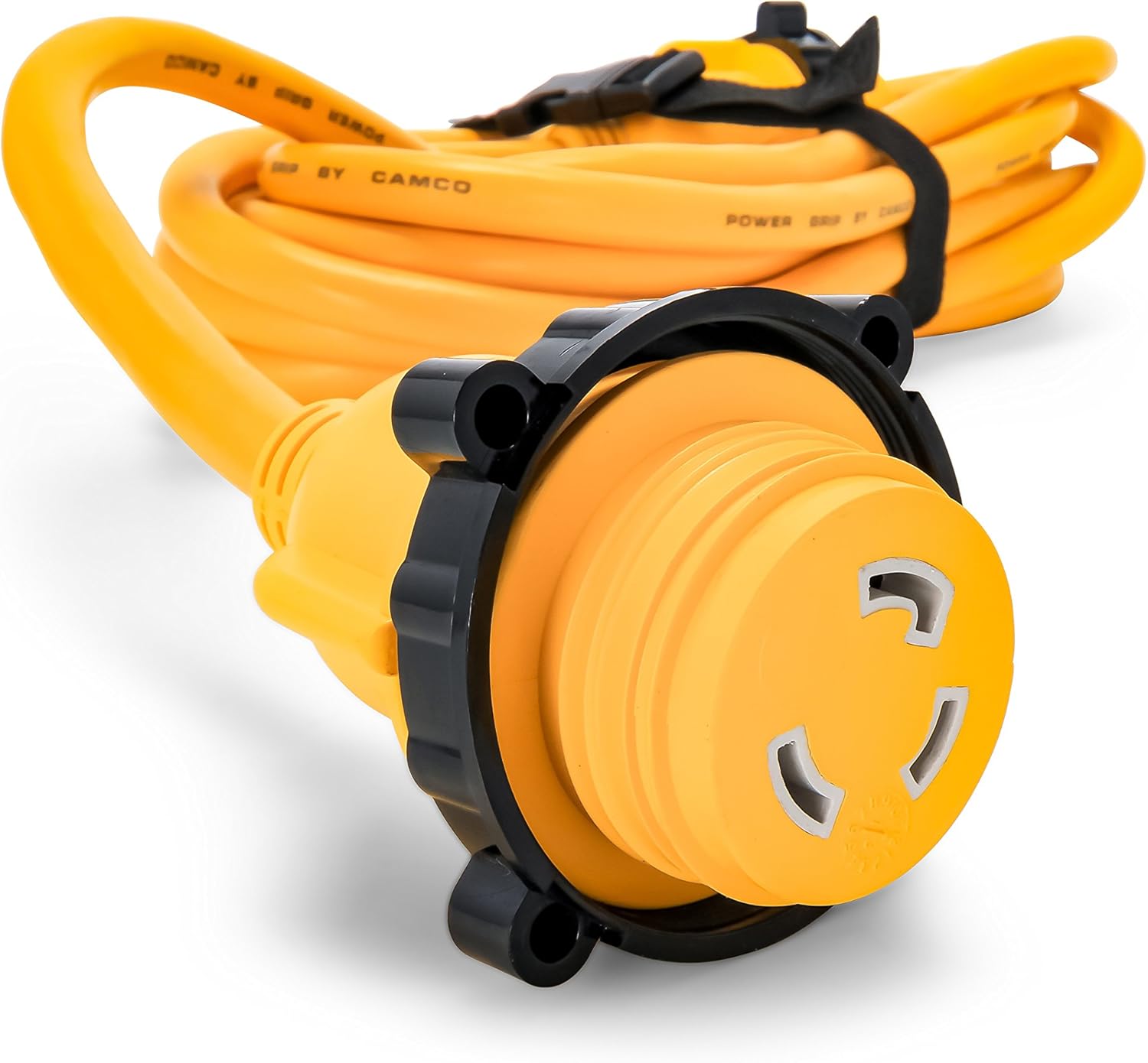 Camco 25’ PowerGrip Marine Extension Cord with 30M/30F Locking Adapter | Allows for Easy Boat Connection to Distant Power Outlets | Built to Last (55611): Automotive
