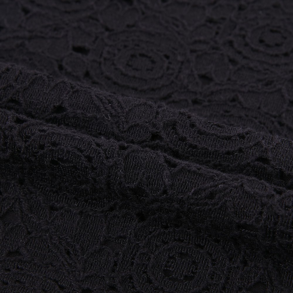 Women Elegant Hollow Out T Shirt Cold Shoulder Loose White Lace Crochet Blouse Tops (38, black)