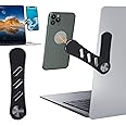 DK177 Magnetic Phone Holder, Laptop or Desktop Monitor Side Mount Phone Holder, Slim Portable Foldable Computer Expansion Bracket Compatible with All Phone, Black