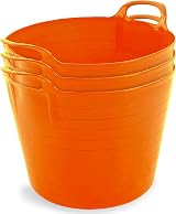 Neat 42L Flexi Tubs 3 Packs Orange Flexible Buckets with Handles