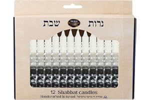 SHALHEVET LIGHT Safed Candle Company Shabbat Candles Box Set Hand Dipped Made in Israel (White/Black)