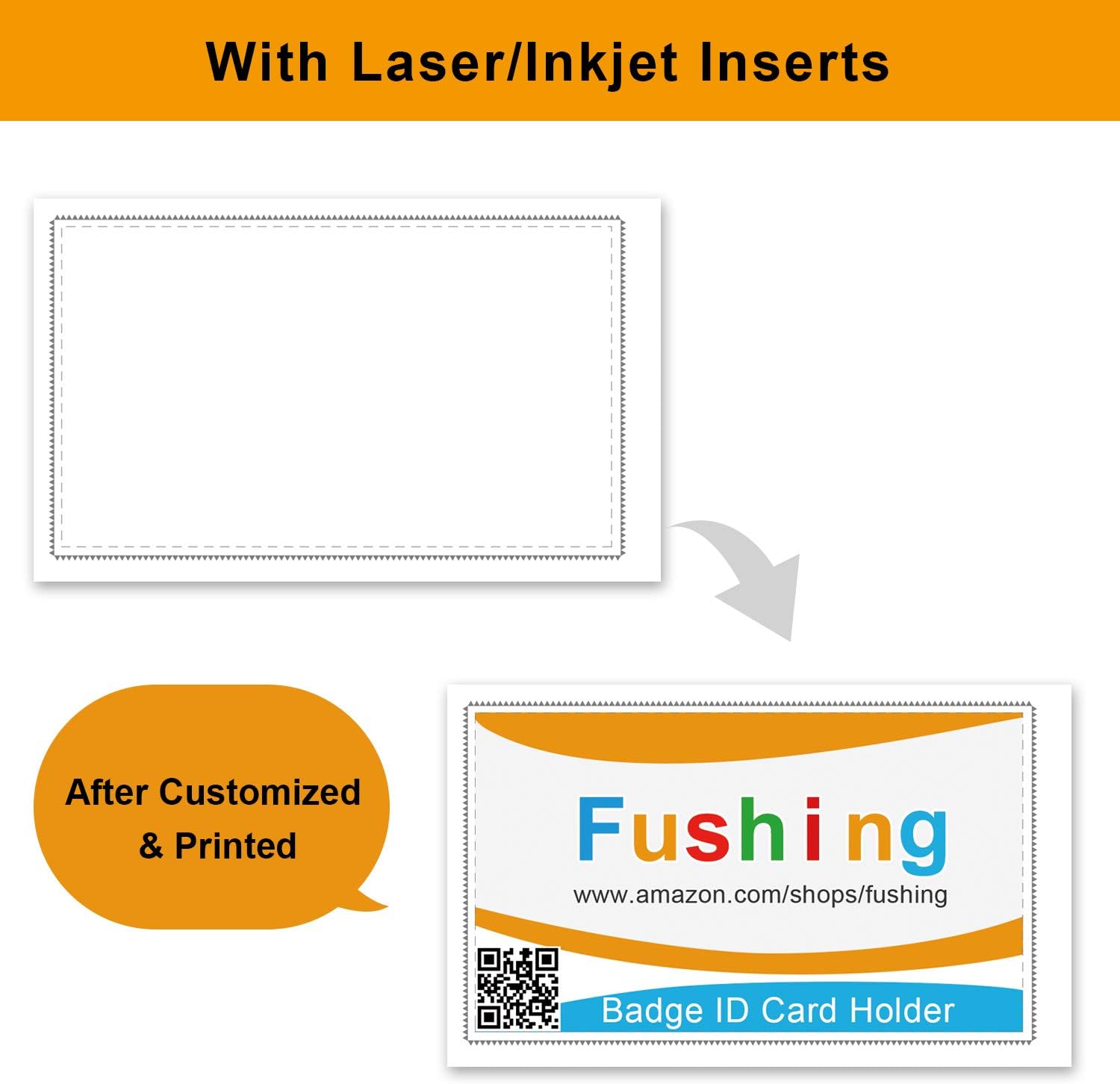Fushing Pin Style Combi Clip Horizontal Name Badge Holders with Inserts Fit Card Size 3.38 x 2 Inch (50), 50 Pack - Image 4