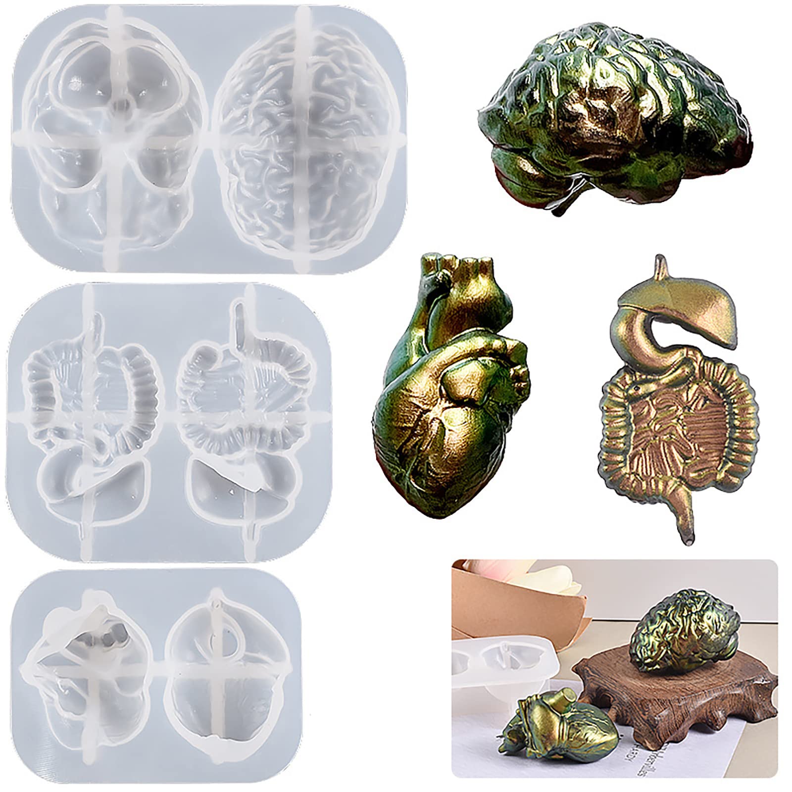 3 Pack Organ Mold Organ Resin Mold Table Decoration Resin Mold 3D Portrait Candle Mold Silicone Mold for Resin Candle Mold Handmade Candle Mold Body Soap Mold Candle Mold