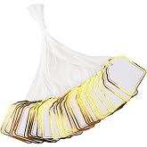 joycraft 200Pcs Price Tags with String Attached, 1.4x1.8in Gold Gift Tags | Jewelry Price Display Labels, Blank Kraft Paper Tags, Writable Tags for DIY Craft, Clothing, Small Business, Wedding