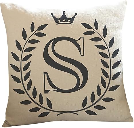 Amazon Co Jp Federm フェデルム シンプル 斬新デザイン イニシャル 英語 麦 王冠 プリント ひんやり 45cm 45cm ソファー枕カバー クッション カバー 部屋 装飾品 ホーム キッチン