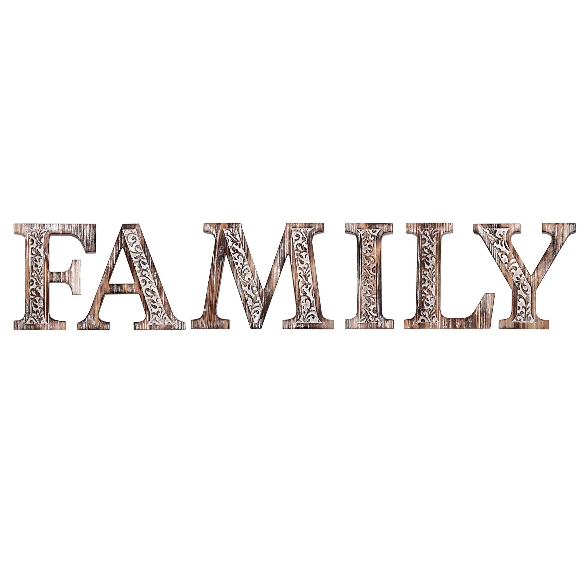 Wartter Rustic Carved Family Letters Sign , Decorative Wooden Letters for Wall & Tabletop