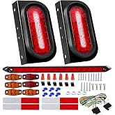 EXERAUO 6inch Oval Trailer Lights Led Kit w/Backup Lights, Red/White 22LED | Trailer Lights with Brackets 25FT 5 Pin Harness 13.7 Inch Light Bar Markers, Waterproof Stop Brake Turn for Boat Truck RV