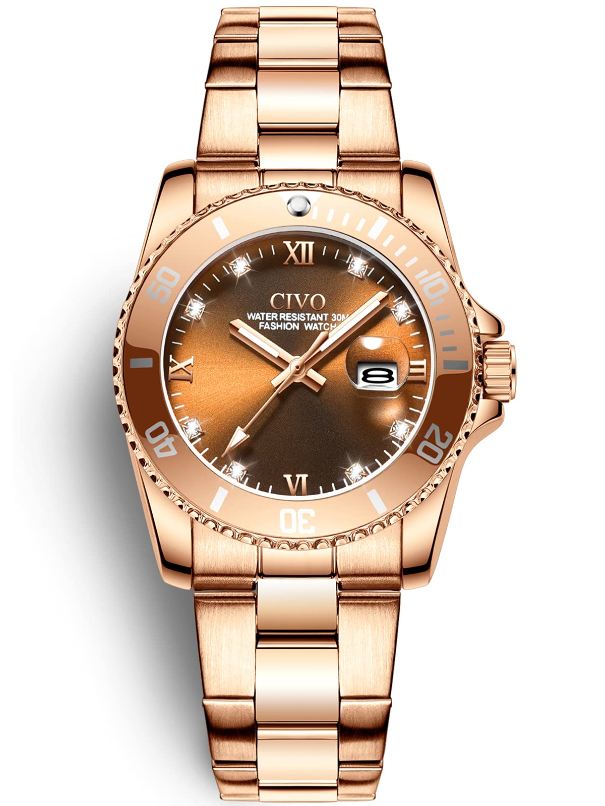 CIVO Ladies Watches Rosegold Waterproof Stainless Steel Starry Sky Analogue Elegant Classic Dress Casual Wrist Watches for Women Gift for Women