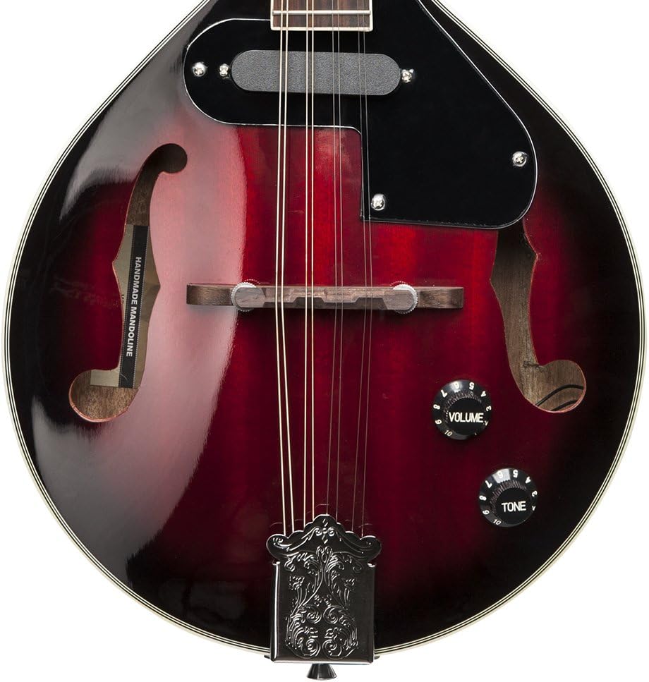 Stagg M50E Electro-acoustic Bluegrass Mandolin with Nato Top, Redburst, Full size - Image 3