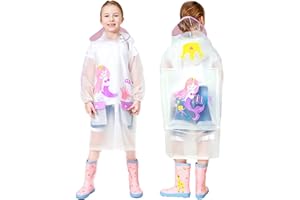 HSTiSan Boys Girls Hooded Rain Poncho Outdoors Kids Transparent Raincoat Student Rain Suit Waterproof Durable Windbreaker
