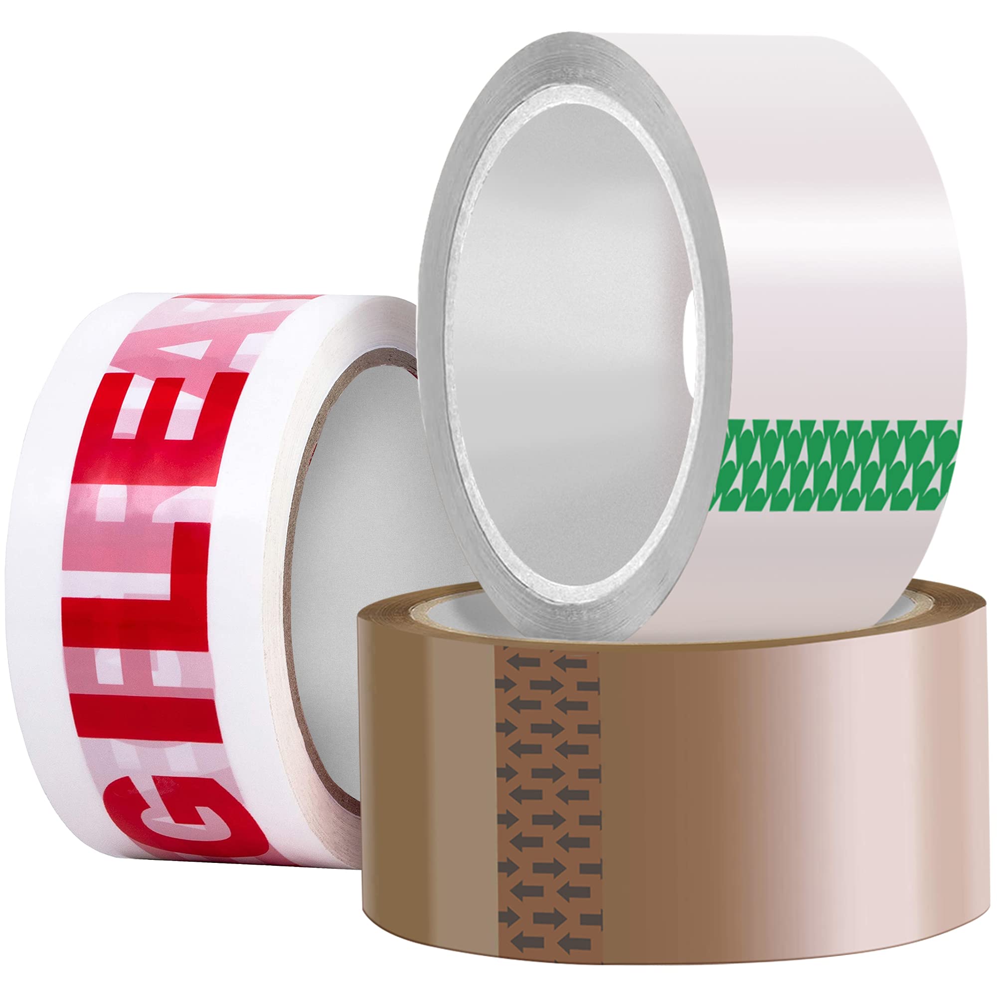3 Rolls General Purpose Packaging Tape - 1 Roll x Brown, 1 Roll x Clear, 1 Roll x Fragile Tape 48mm x 66m (3IN1)