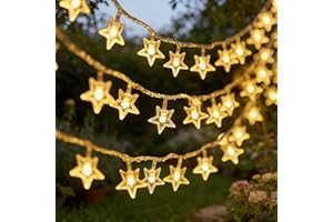 Flunyina 33ft Star String Lights 80 LED Fairy Light Indoor Outdoor Decorative Light Warm White Lights Party Decoration Light 