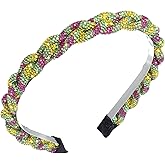 Rhinestone Mardi Gras Headbands Crystal Purple Green Yellow Stripes Twist Hairband Carnival Party Hair Accessories for Women