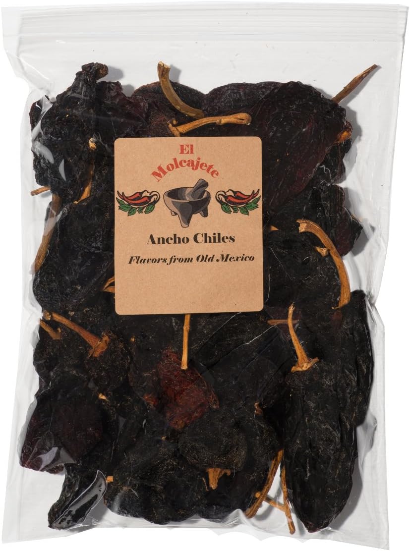 Dried Ancho Chiles El Molcajete Brand 5 oz Resealable Bag โ Mexican Recipes, Chilis Tamales, Salsa, Chili, Meats, Soups, Mole, Stews & BBQ
