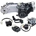 DENESTUS 150CC Single Cylinder 4-Stroke Complete Engine Motor Kit Long Case Air cooled GY6 Scooter Engine with Kick Start Lever Carburetor CDI Starter Solenoid Coil