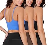 ODODOS 3-Pack Seamless Sports Bra for Women Ribbed