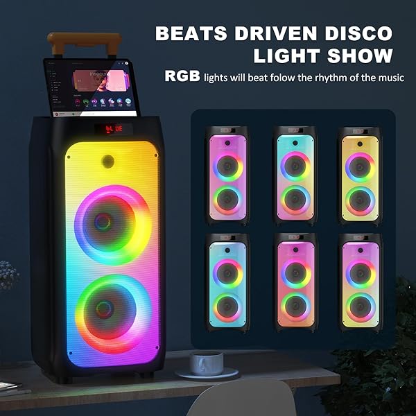 HWWR KARAOKE MACHINE WITH 2 WIRELESS MICROPHONES, BIG BLUETOOTH PARTY SPEAKER WITH 500W PEAK POWER FOR ADULTS, PA SYSTEM WITH ROLLING WHEELS AND TROLLEY, PERFECT FOR OUTDOOR, HOME PARTY, GATHERINGS