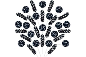 ZOFIA SWEET Natural Blackberry Flavored Candy Lollipops, Black & White Twist Swirl Candy 32 Pack (16 Twist + 16 Swirl Mixed), No Artificial Dyes or Flavors, Individually wrapped Lollipops Suckers Bulk