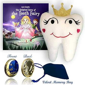 Amazon Com Tooth Fairy Pillow Book And Gold Coin Keepsake Set
