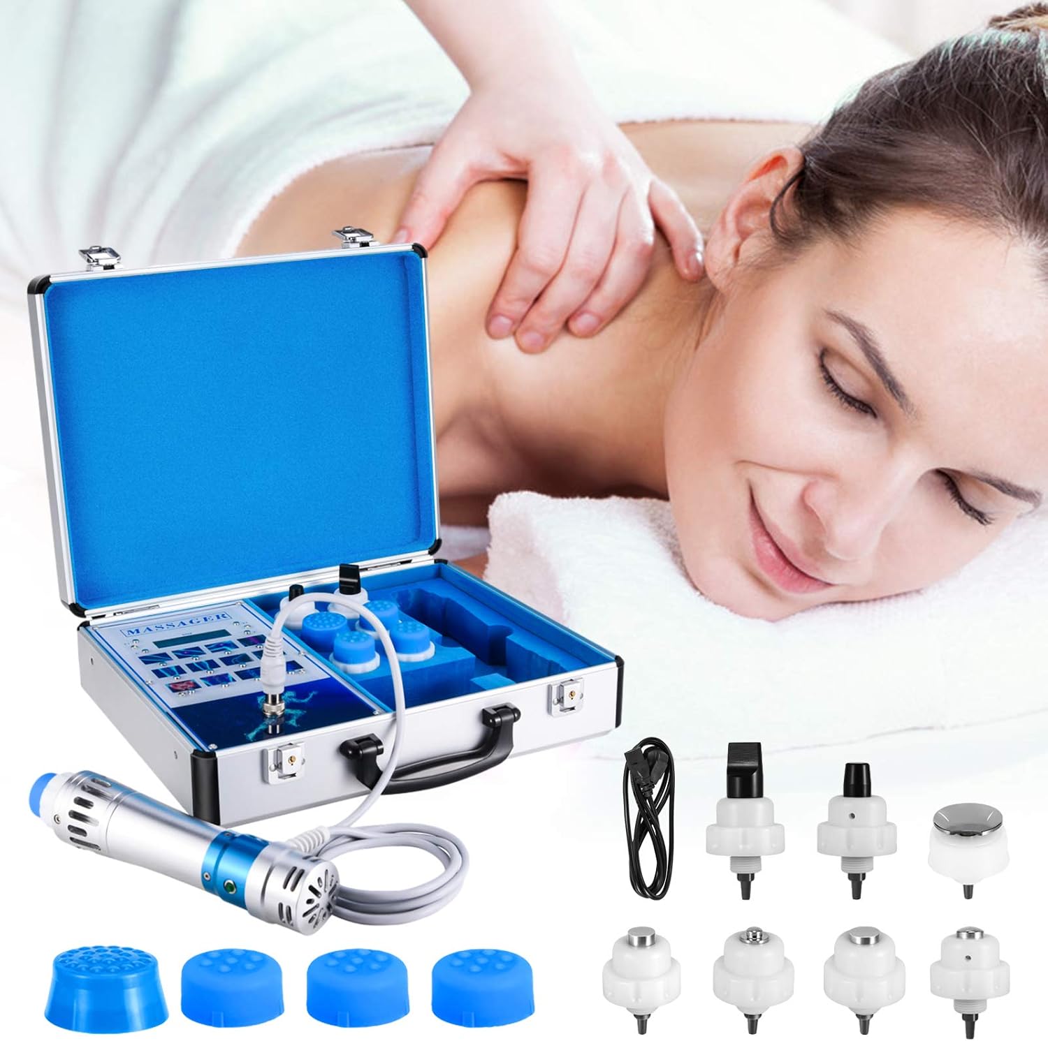 KKTECT Shockwave Therapy Machine,Electromagnetic Extracorporeal Shock Wave Therapy Machine Effective Electromagnetic Shock Wave Body Massager Wave Body Massager Muscle Relax Treatment Pain