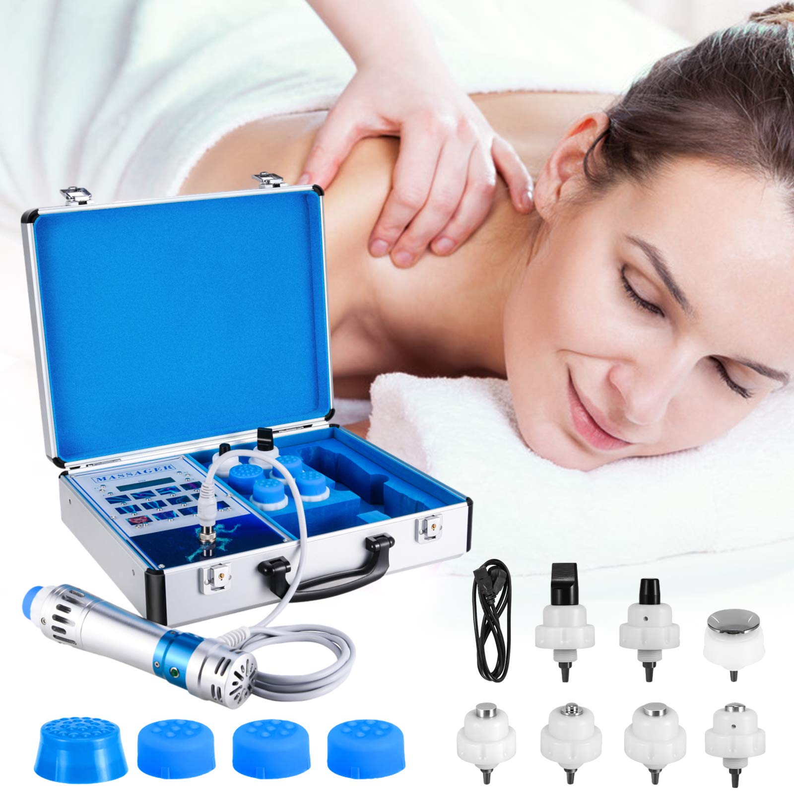 KKTECT Shockwave Therapy Machine,Electromagnetic Extracorporeal Shock Wave Therapy Machine Effective Electromagnetic Shock Wave Body Massager Wave Body Massager Muscle Relax Treatment Pain