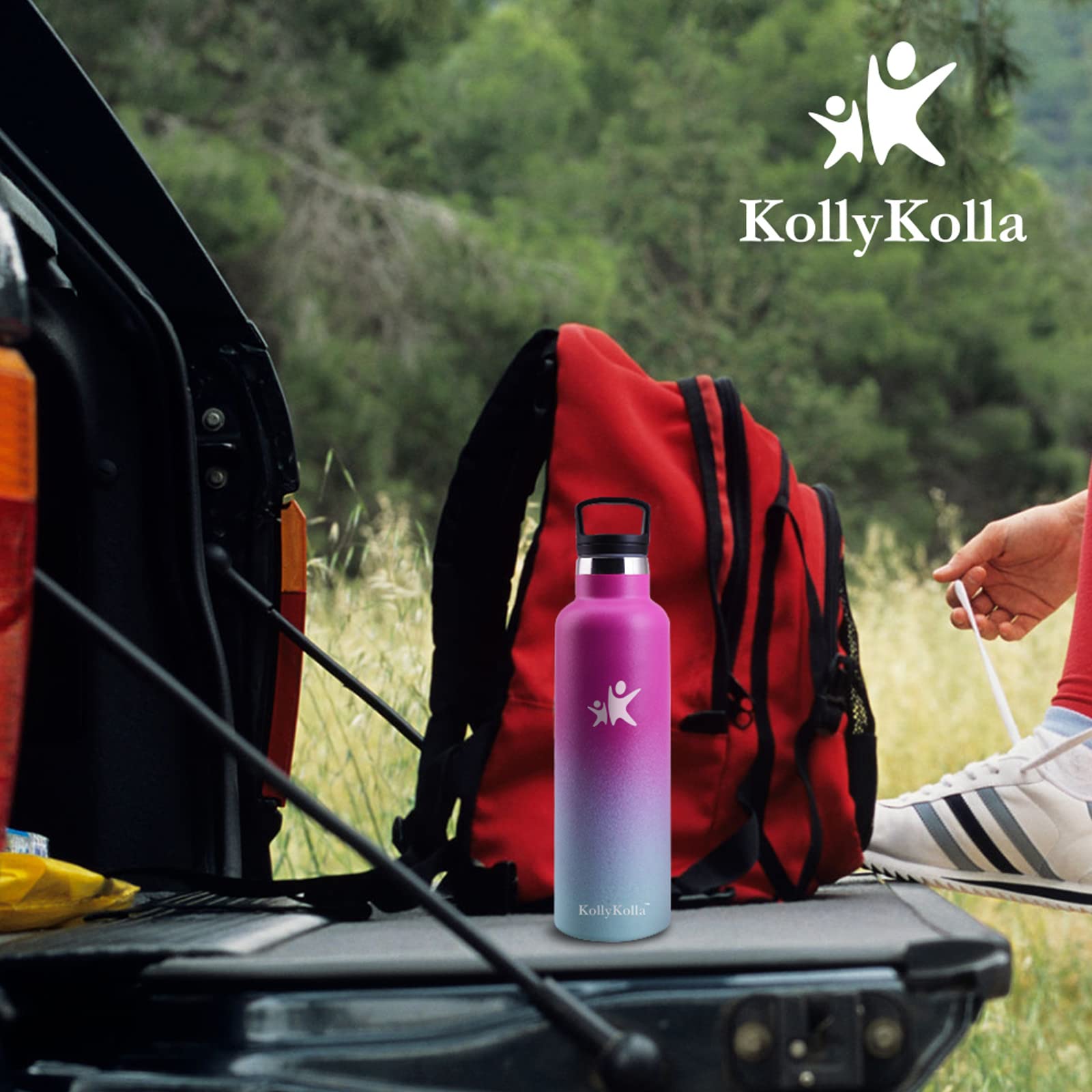 KollyKolla Trinkflasche Edelstahl 1L, Vakuum Thermosflasche, Wasserflasche mit Strohhalm, Auslaufsicher, BPA-Frei Trinkflasche Kohlensäure Geeignet für Erwachsene, Uni, Gym, Sport, Fahrrad, Camping 8