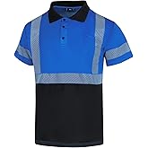VENDACE Hi Vis Reflective Safety Polo Shirts for Men ANSI Class 3 High Visibility Construction Work T Shirts Short Sleeve