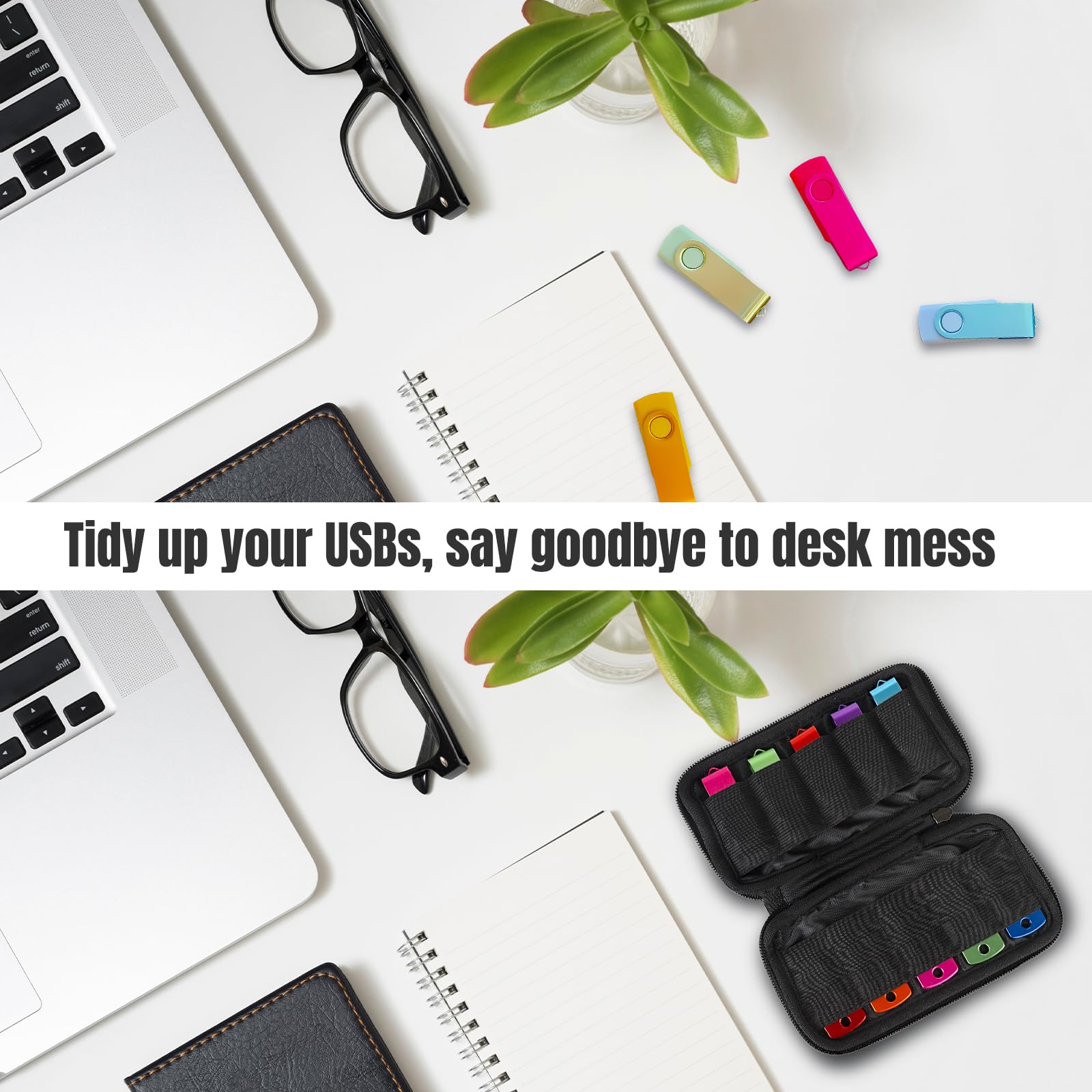 USB Flash Drive Case Soft Material Thumb Drive Holder case, USB Drive Holder Organizer, Portable Electronic Accessories Bag for USB Memory Stick with 10 Slots