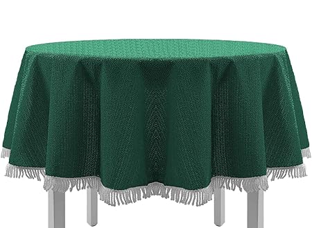 EXKLUSIV HEIMTEXTIL Gartentischdecke mit Fransen Tischdecke rund oval eckig Classic 140x180 cm oval grün
