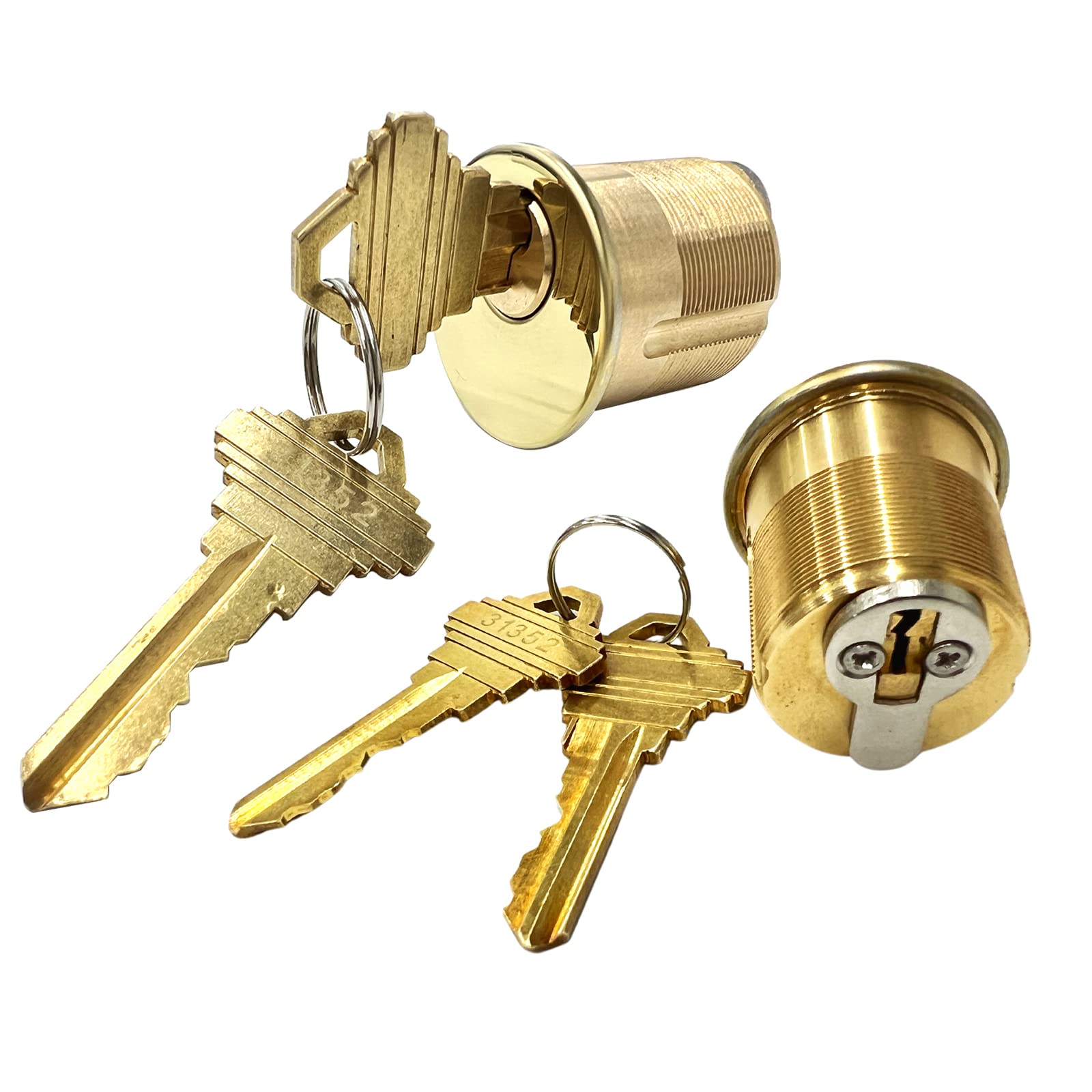 Photo 1 of 2 Pack Brass Mortise Door Cylinder Lock, 1 1/4" Inch Length Keyed Standard SC1 Keyway, Door Replacement Lock Cylinder with 2 Keys Suitable for Home and Commercial Use (Golden).
