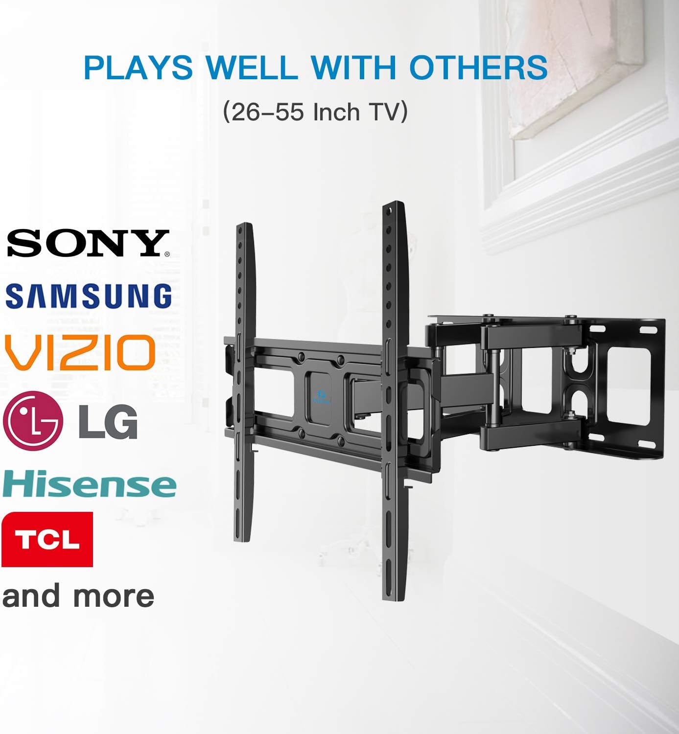 TV Wall Mount Bracket Full Motion Dual Swivel Articulating Arms Extension Tilt Rotation, Fits Most 26-55 Inch LED, LCD, OLED Flat&Curved TVs, Max VESA 400x400mm and Holds up to 99lbs by Pipishell: Home Audio & Theater