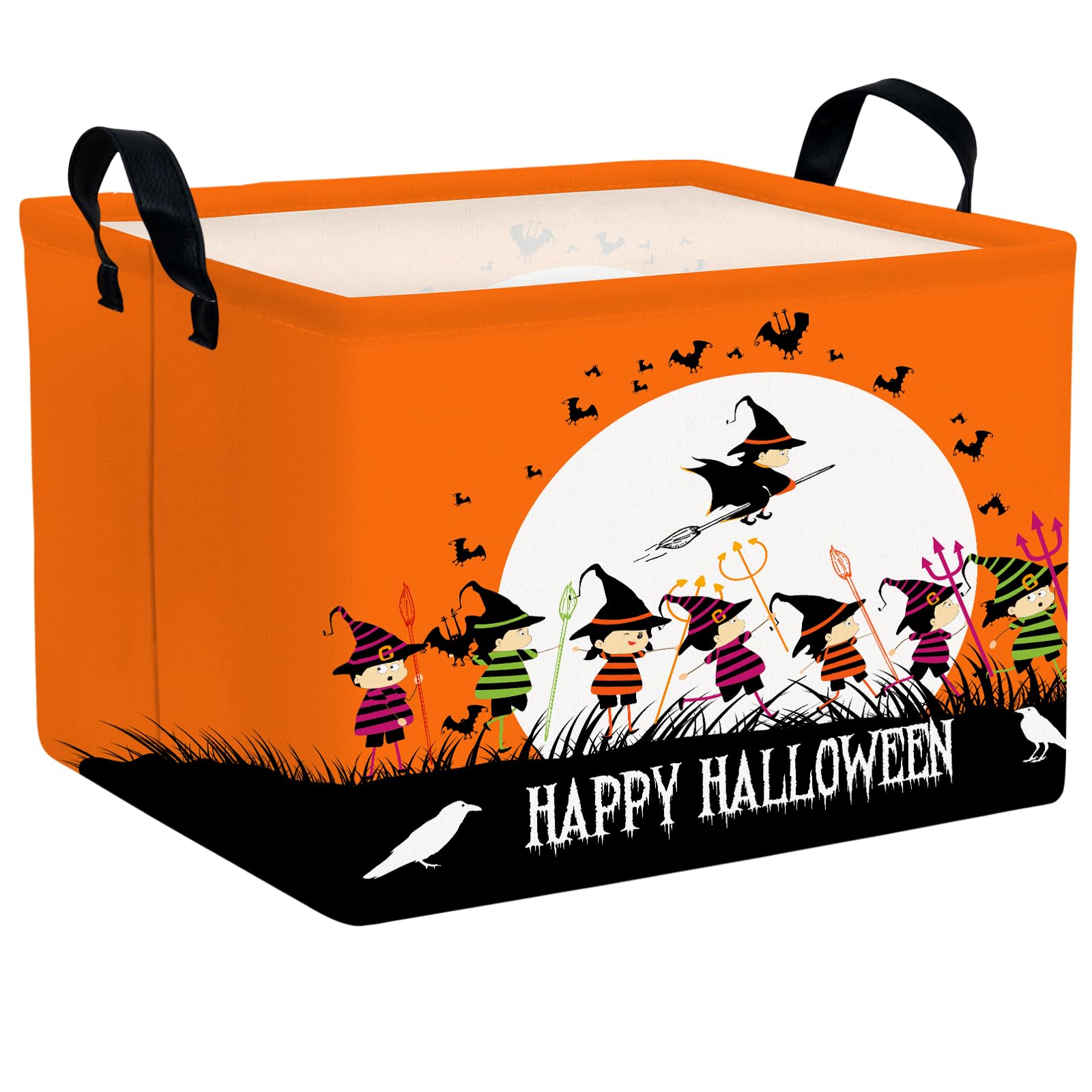 Photo 1 of ASKETAM Halloween Basket Gift Cute Pumpkin Ghost Parties Decor Kid Trick or Treat Basket for Boys and Girls Rectangular Storage Bin Box (Witch)