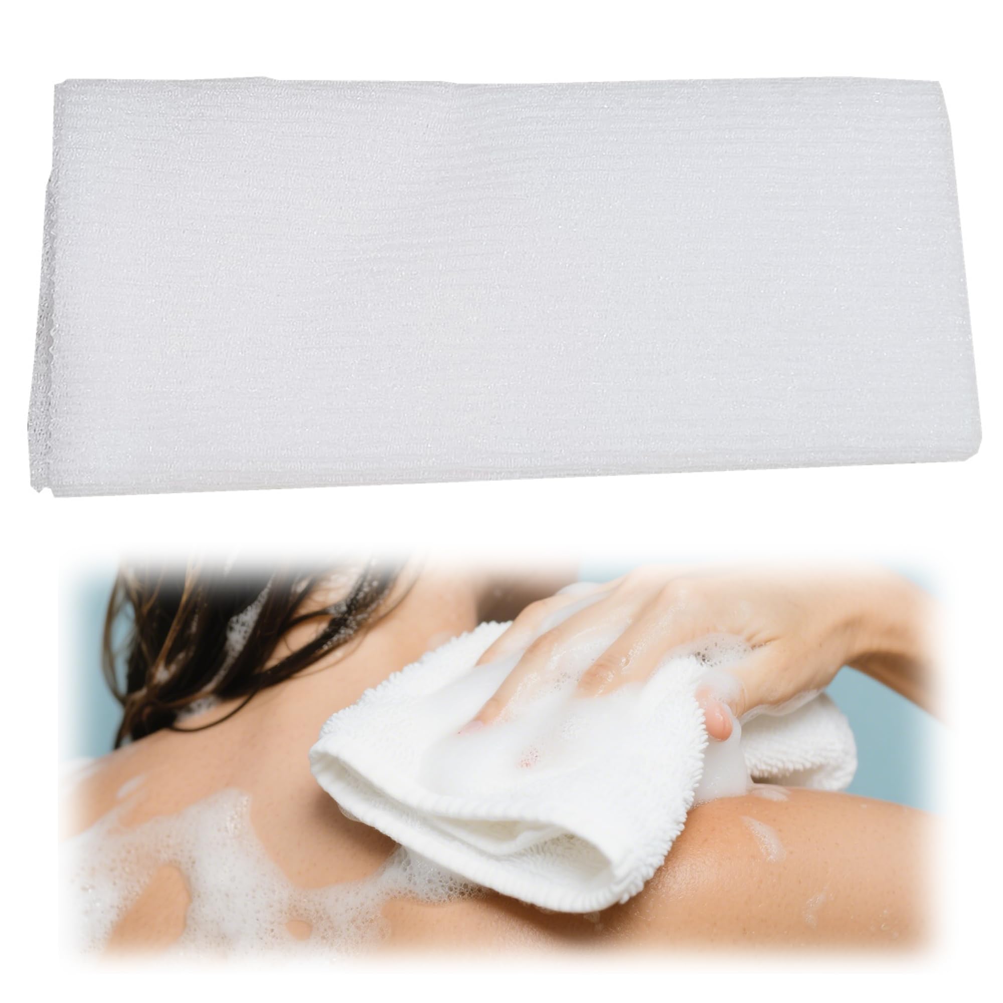 JYTDBCS Exfoliating Cloth Premium Viscose Japanese Scrubber Cloth Ideal for Back, Legs, Arms - Gentle Exfoliation - Dead Skin Removal - Soft and Smooth Skin (White)