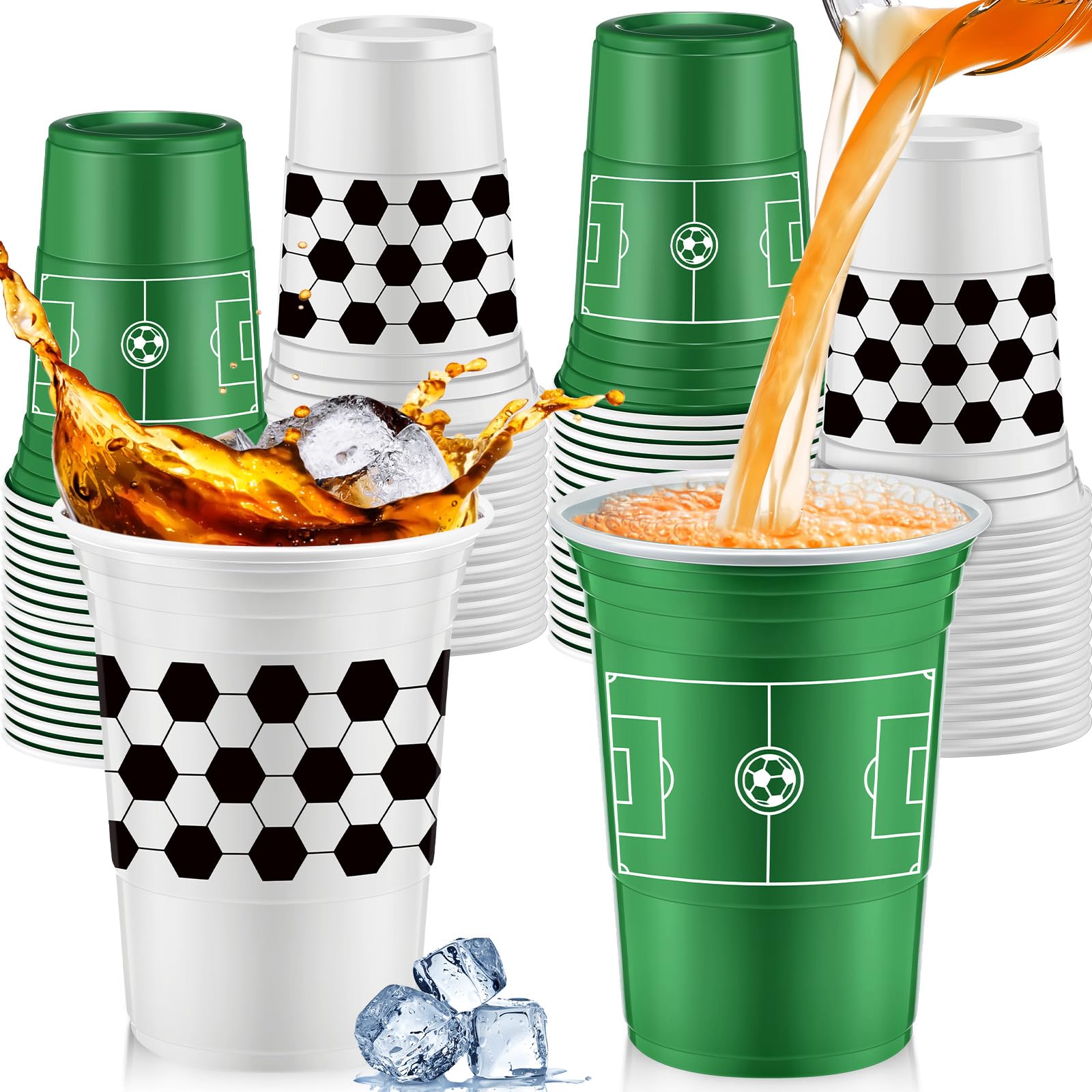 Photo 1 of Norme 48 Pcs Soccer Ball Party Supplies Bulk 16 oz Soccer Ball Party Thick Plastic Disposable Cup Hot Cold Drink Wine Coffee for Home Soccer Ball Themed Holiday Party Supplies Favors