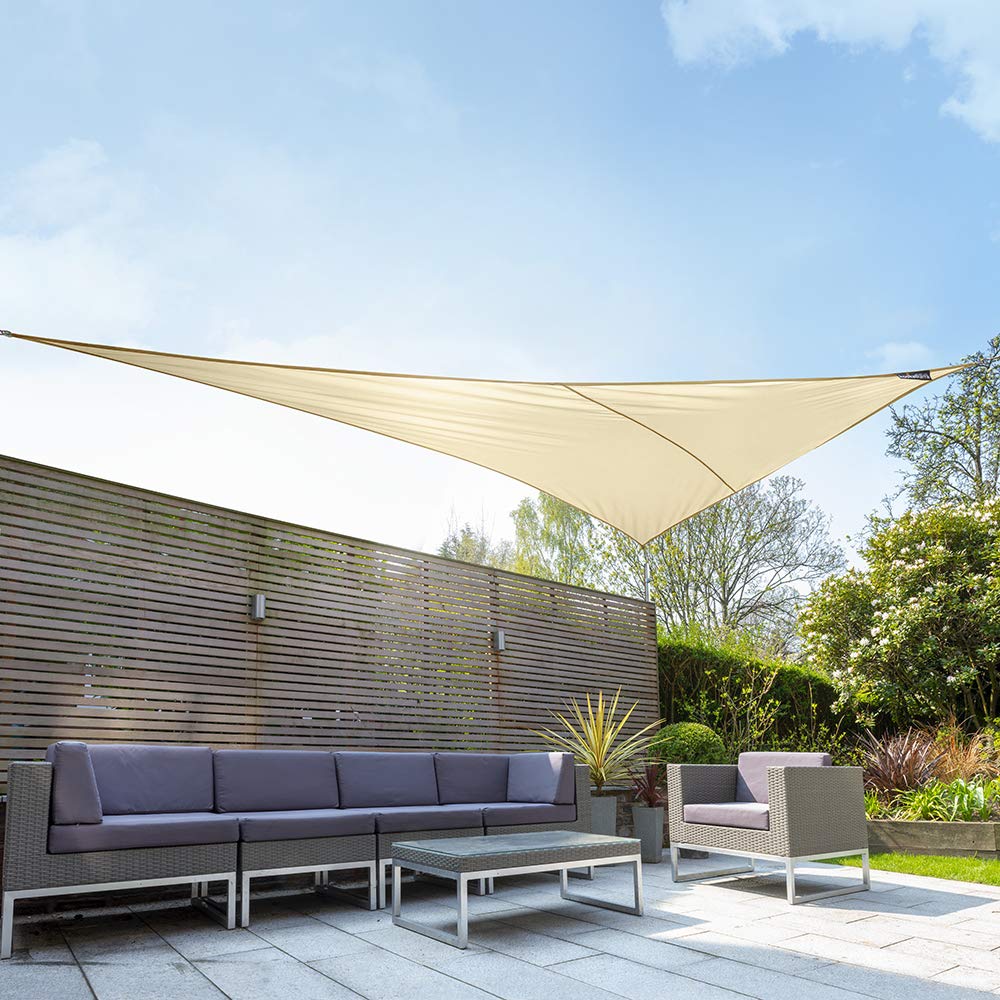 Kookaburra Waterproof Garden Sun Shade Sail Canopy in Sand 98% UV Block (6m x 4.2m Right Angle Triangle)