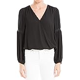 Max Studio Womens Satin Bubble Sleeve Blouse