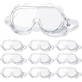 10pcs Safety Goggles Anti-Fog Protective Lab Goggles Over Glass Safety Glasses Eye Protection Goggle Soft Lightweight Science Goggle for Chemistry Lab Mowing Woodworking Paint Construction Industrial